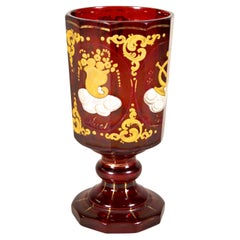 Gobelet en verre Biedermeier doré du 19ème siècle, Autriche, vers 1825