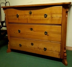 19th Century Biedermeier Handpolished Massive Pinewood Chest of Drawers