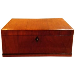 19th Century Biedermeier Handsawn Cherrywood Casket Restored Shellac Polished