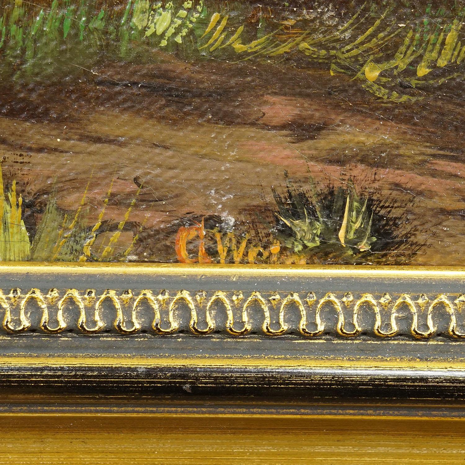 19th Century Biedermeier Landscape Painting with Lake and Trees en vente 1