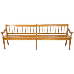 19th Century Biedermeier Large Cherry Farmhouse Seat Bench
