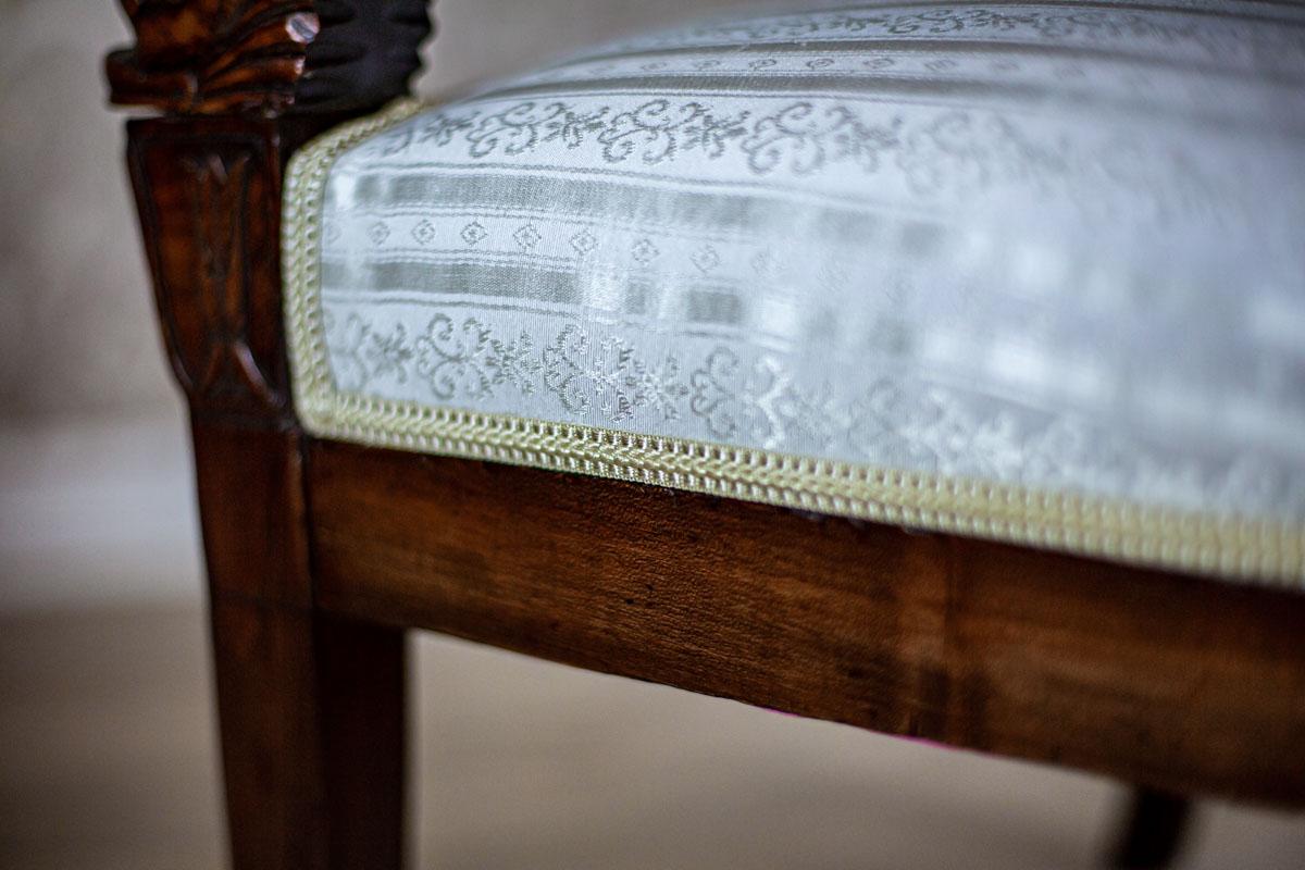 19th-Century Biedermeier Mahogany Armchair in Light Upholstery For Sale 5