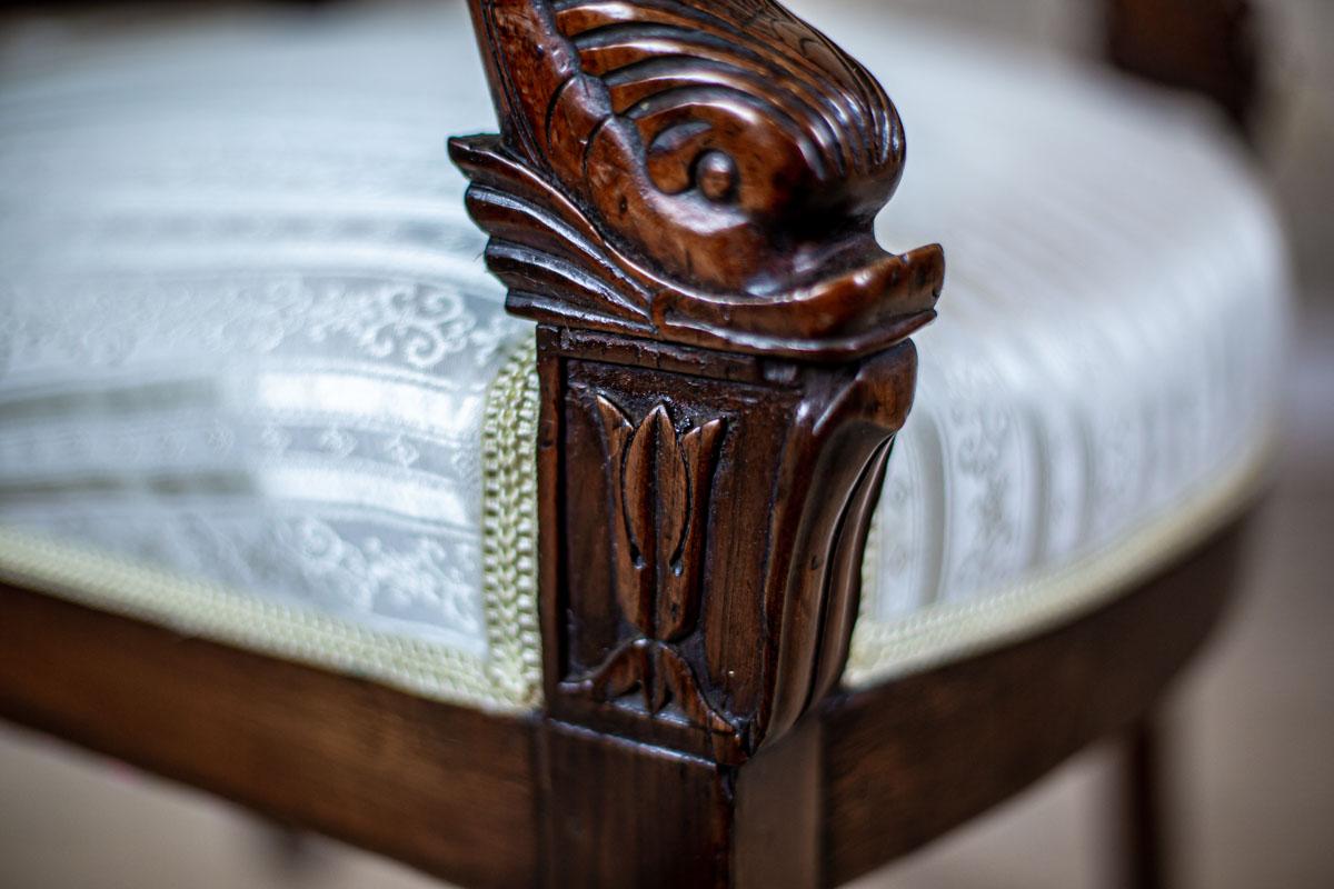 19th-Century Biedermeier Mahogany Armchair in Light Upholstery For Sale 9
