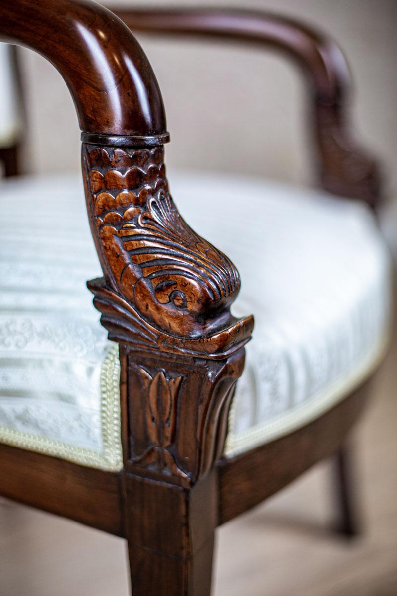 19th-Century Biedermeier Mahogany Armchair in Light Upholstery For Sale 10