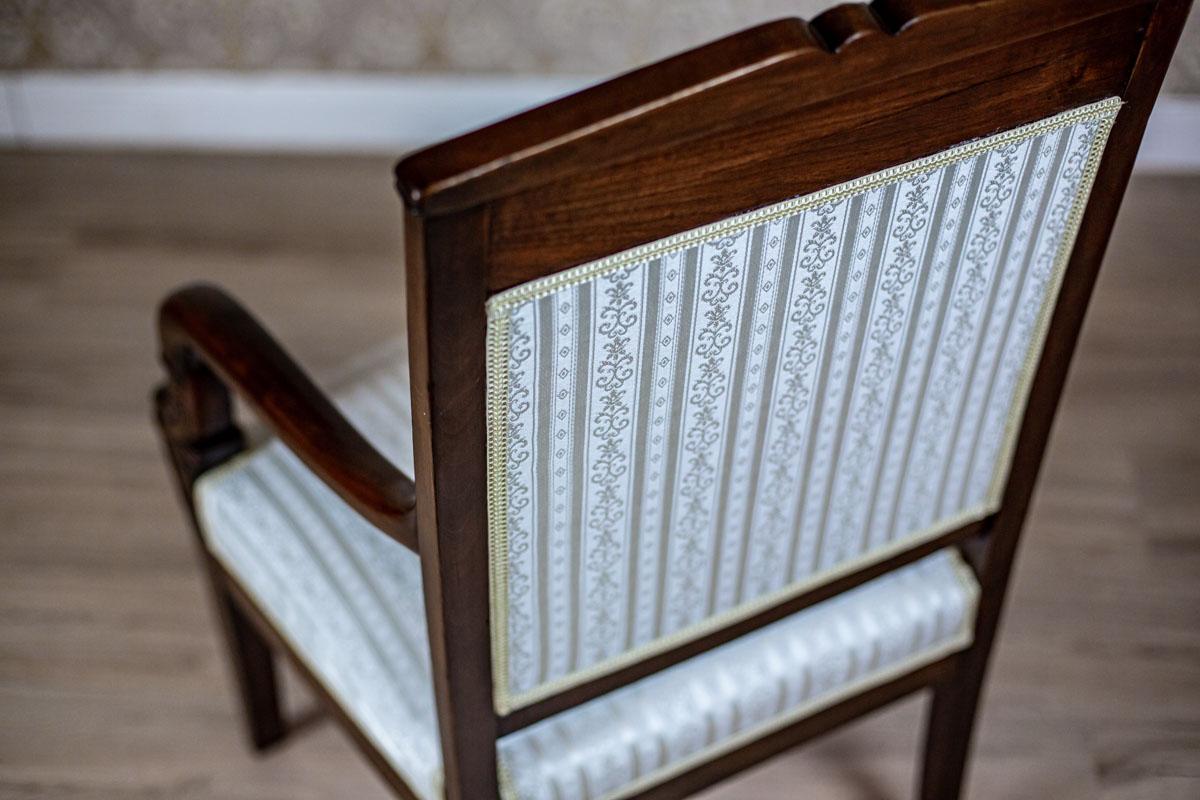 19th Century 19th-Century Biedermeier Mahogany Armchair in Light Upholstery For Sale