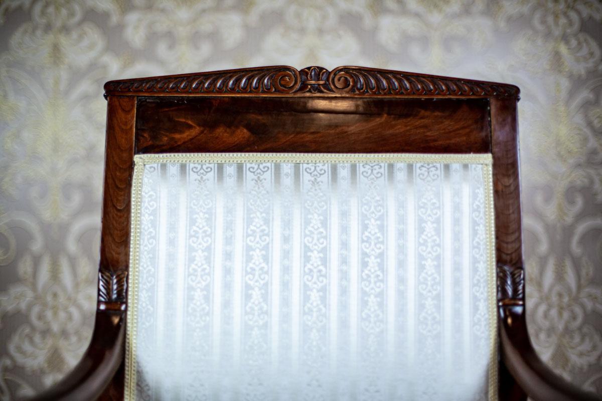 19th-Century Biedermeier Mahogany Armchair in Light Upholstery For Sale 2