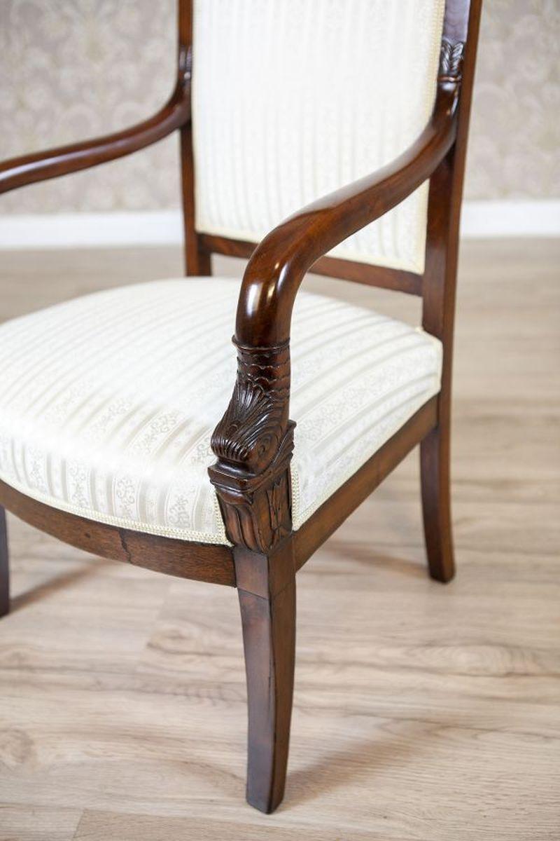 19th-Century Biedermeier Mahogany Armchair in Light Upholstery, 1890s 5