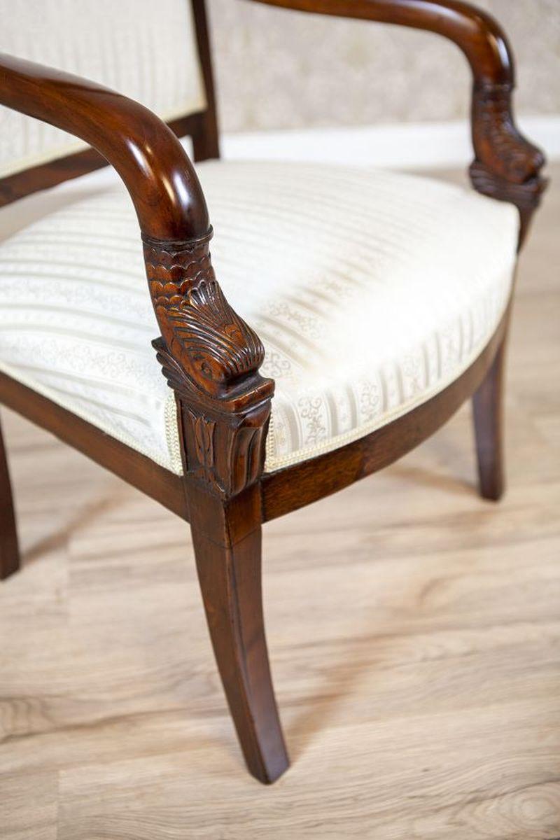 19th-Century Biedermeier Mahogany Armchair in Light Upholstery, 1890s 6