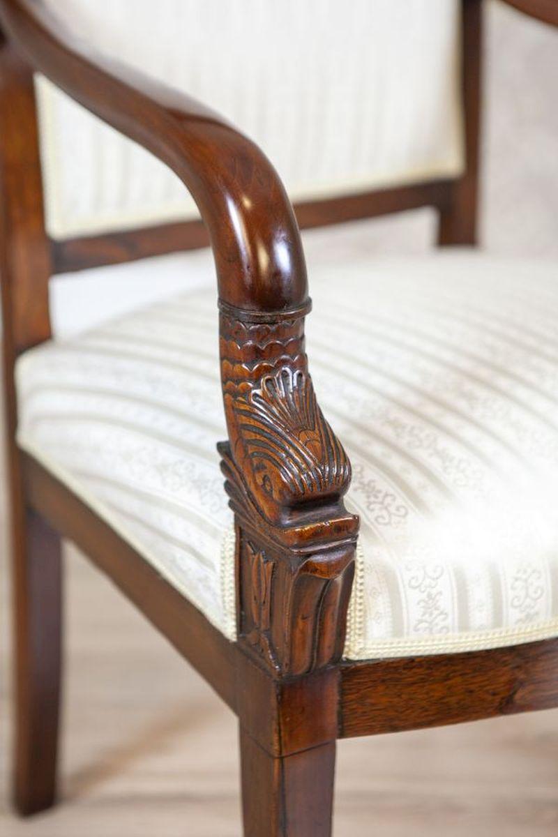 19th-Century Biedermeier Mahogany Armchair in Light Upholstery, 1890s 7