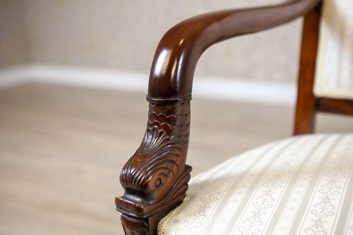 19th-Century Biedermeier Mahogany Armchair in Light Upholstery, 1890s 8
