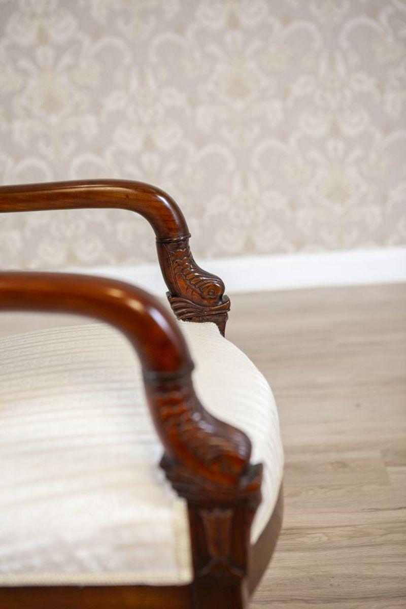 19th-Century Biedermeier Mahogany Armchair in Light Upholstery, 1890s 9