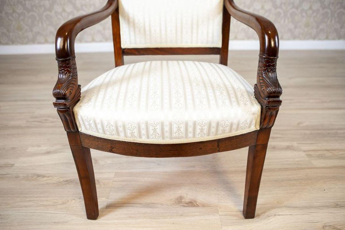 19th-Century Biedermeier Mahogany Armchair in Light Upholstery, 1890s 10