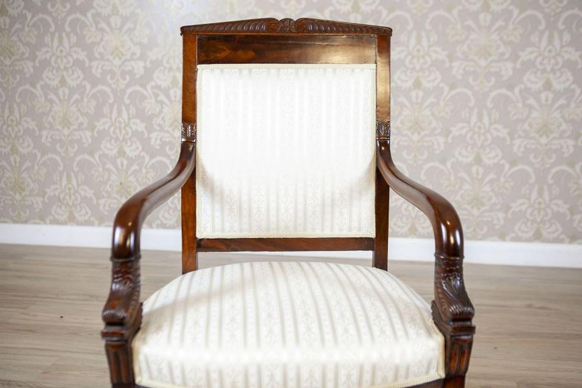 19th-Century Biedermeier Mahogany Armchair in Light Upholstery, 1890s 1