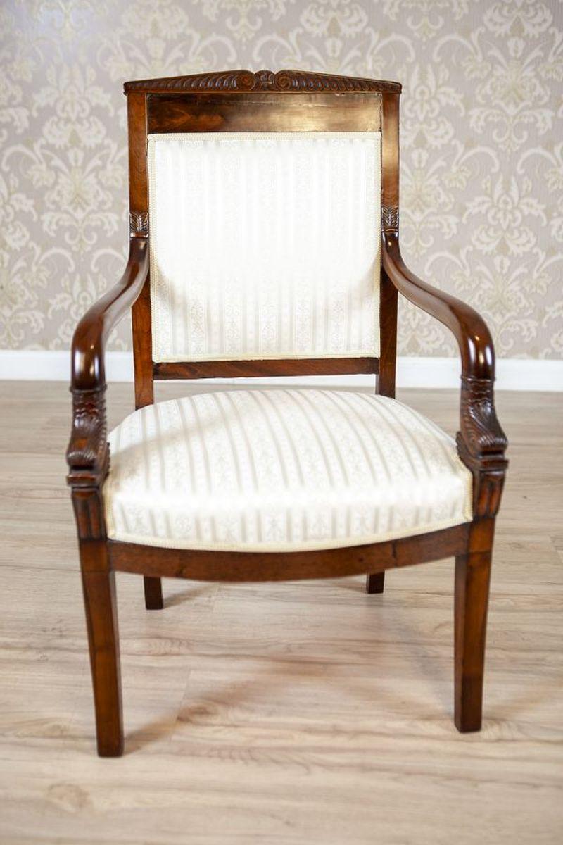 19th-Century Biedermeier Mahogany Armchair in Light Upholstery, 1890s 2