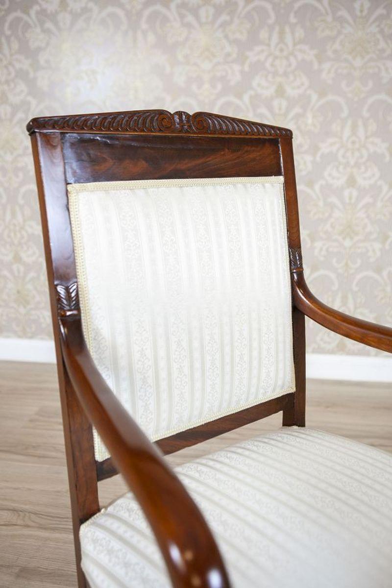 19th-Century Biedermeier Mahogany Armchair in Light Upholstery, 1890s 3