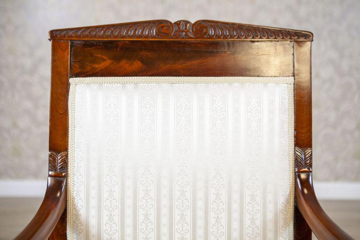 19th-Century Biedermeier Mahogany Armchair in Light Upholstery, 1890s 4
