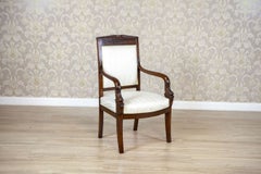 19th-Century Biedermeier Mahogany Armchair in Light Upholstery, 1890s