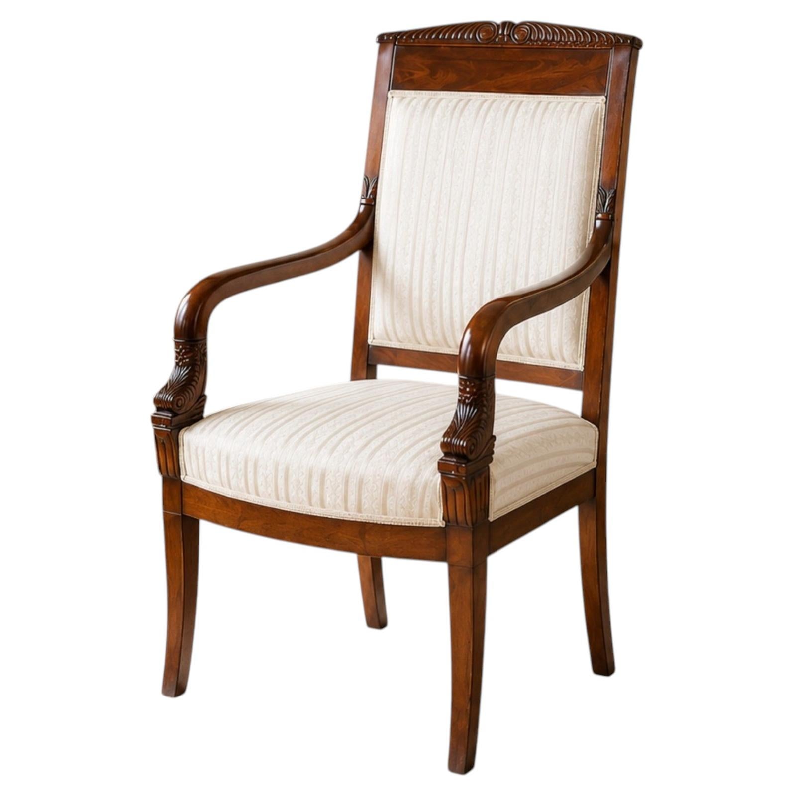 19th-Century Biedermeier Mahogany Armchair in Light Upholstery, 1890s For Sale