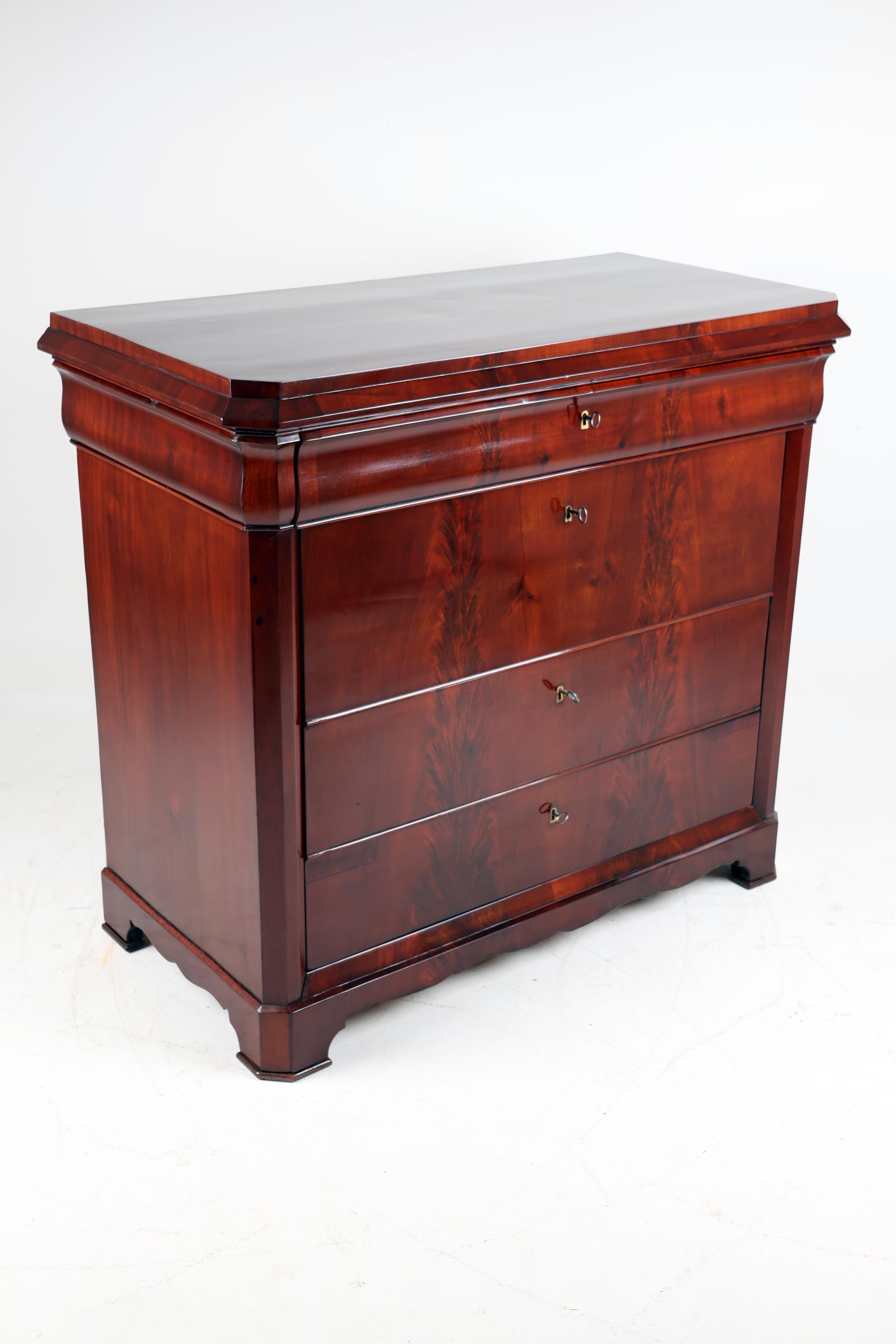 19th Century Biedermeier Mahogany Chest of Drawers For Sale 5
