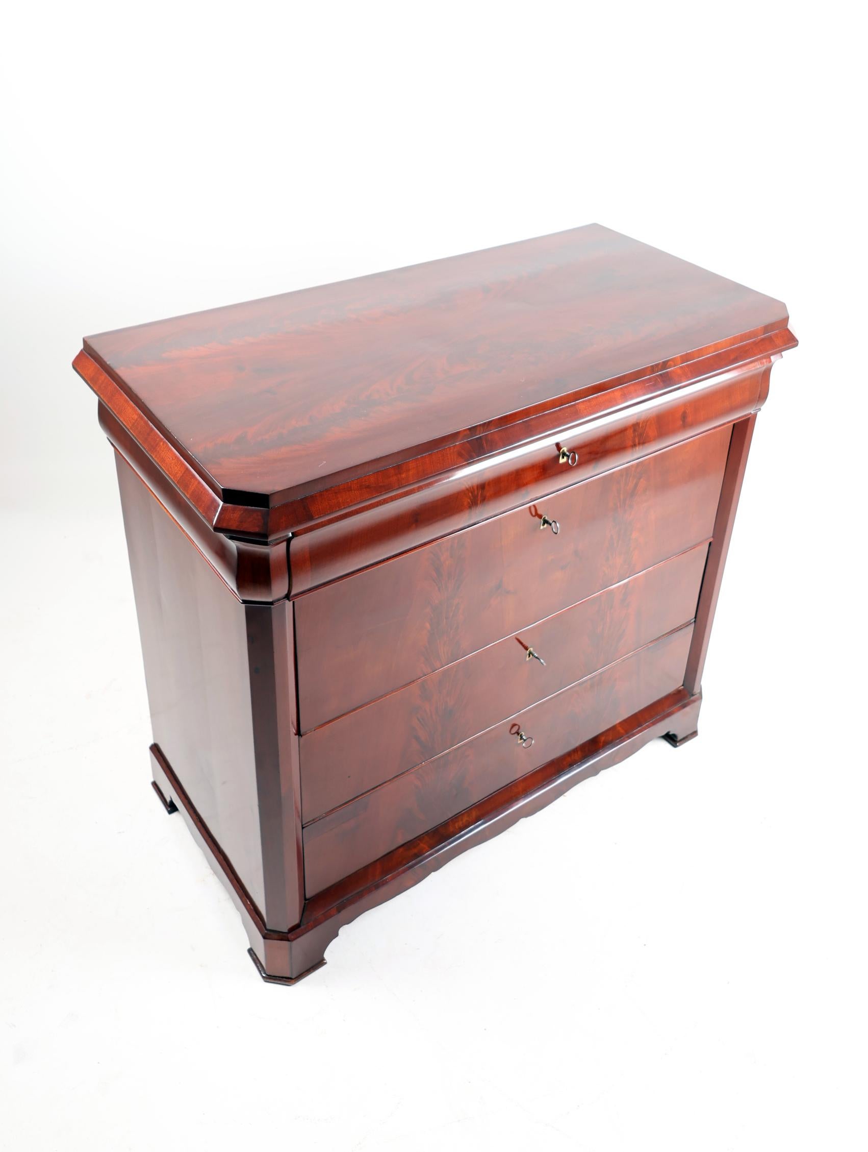 19th Century Biedermeier Mahogany Chest of Drawers For Sale 6