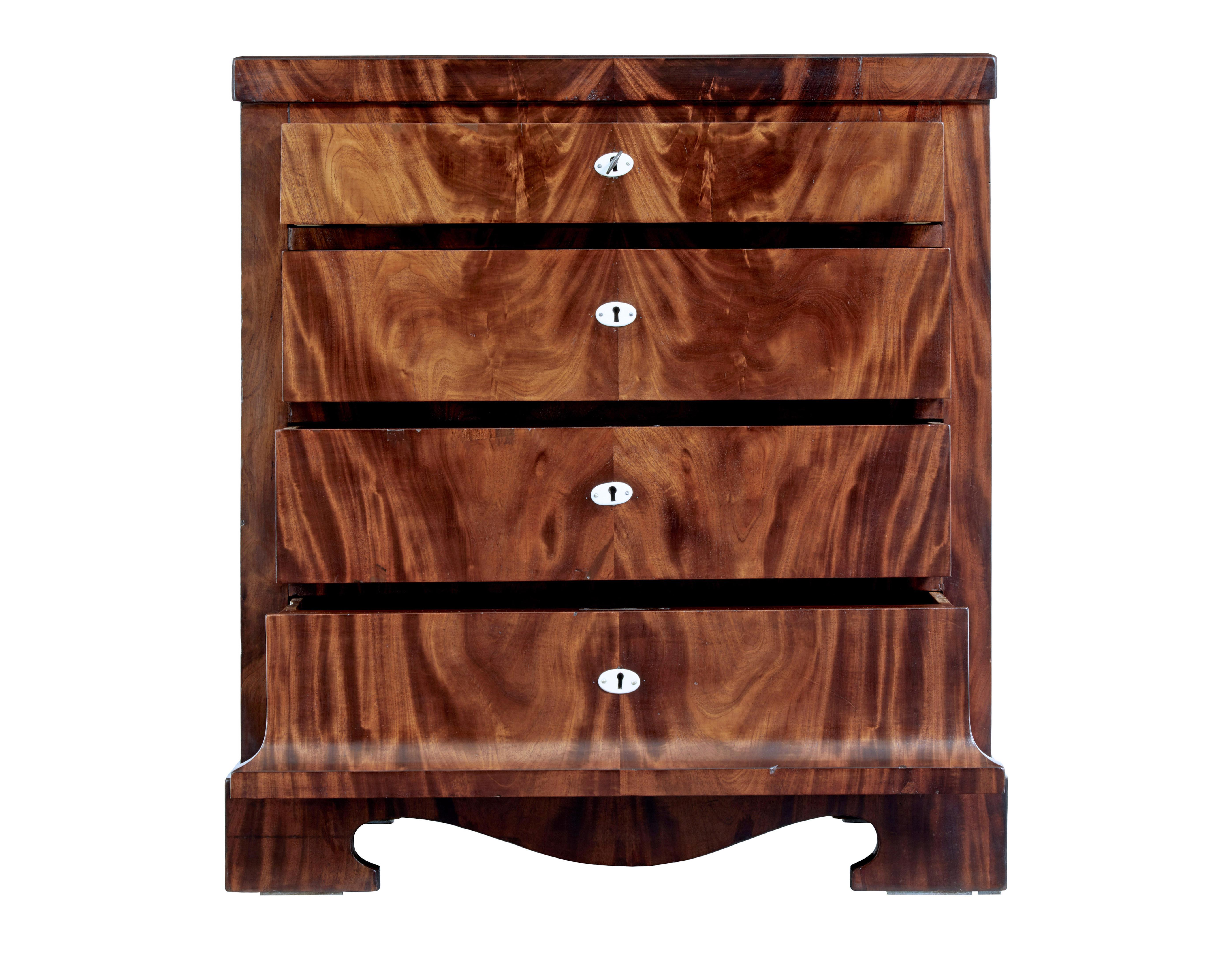 Swedish 19th century Biedermeier mahogany chest of drawers For Sale