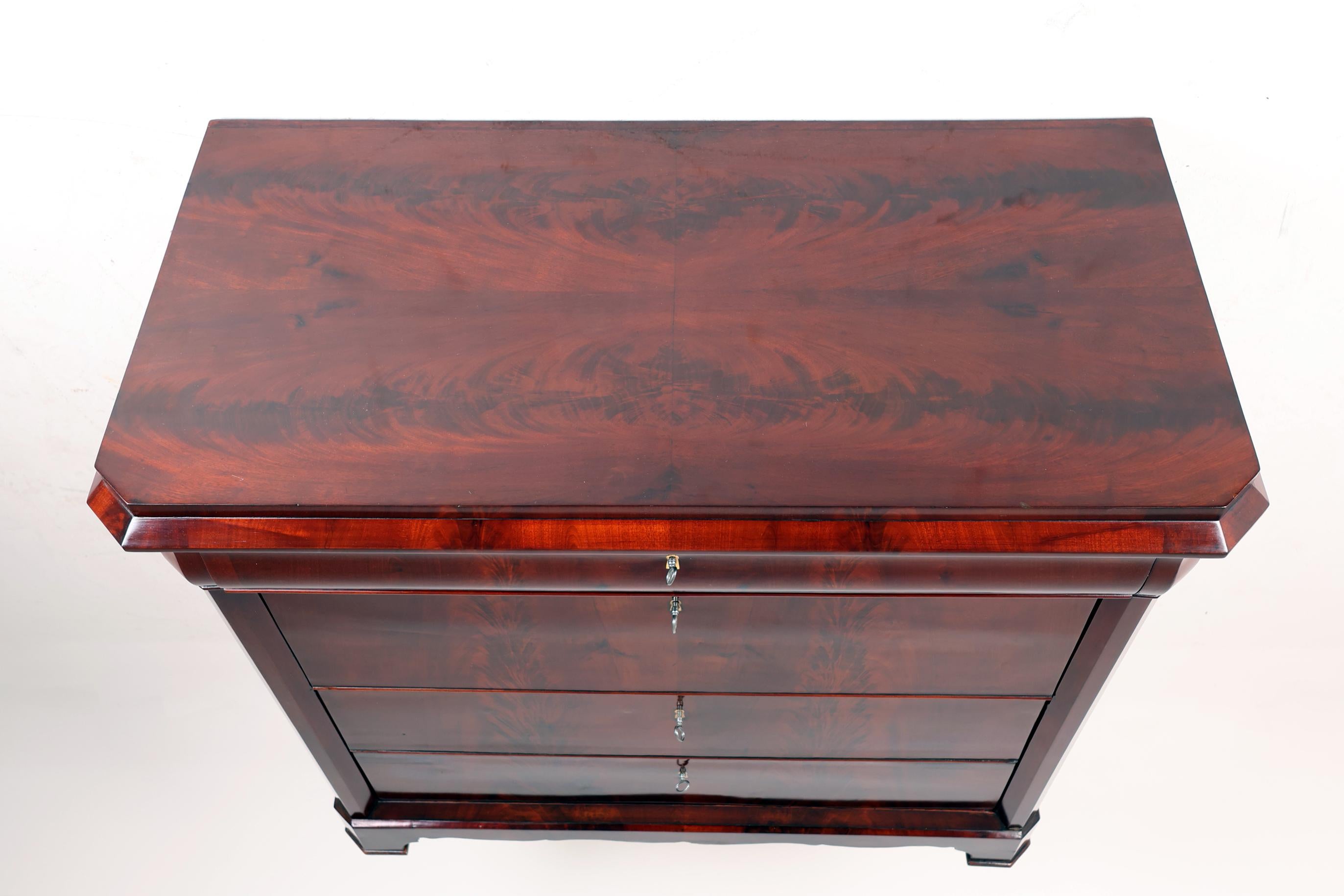 Mid-19th Century 19th Century Biedermeier Mahogany Chest of Drawers For Sale