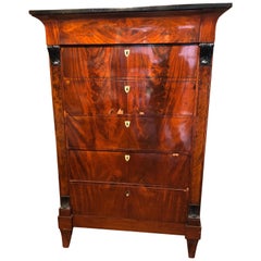19th Century Biedermeier Mahogany German Tallboy Six Drawers, 1830s