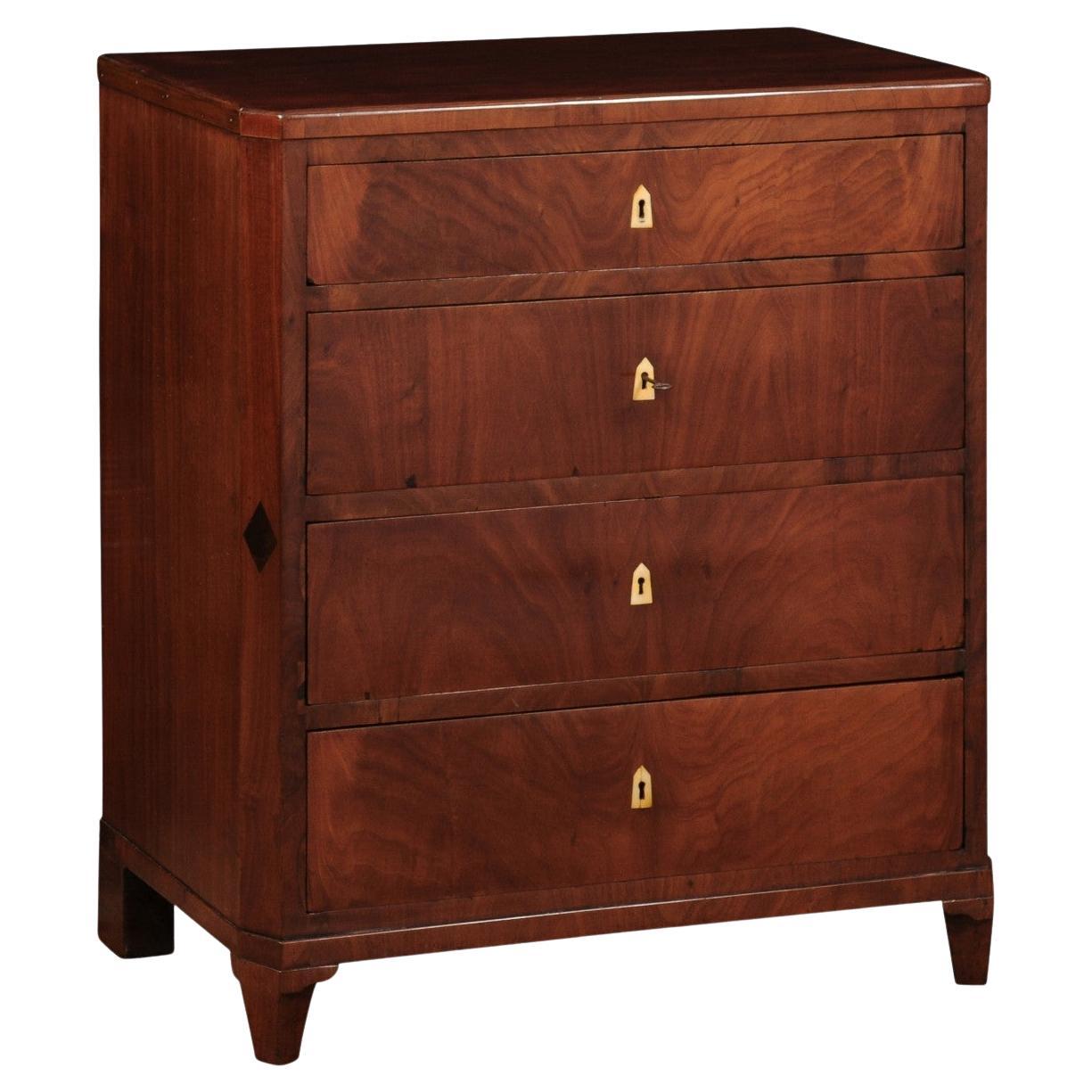 Petite commode Biedermeier en acajou du 19e siècle