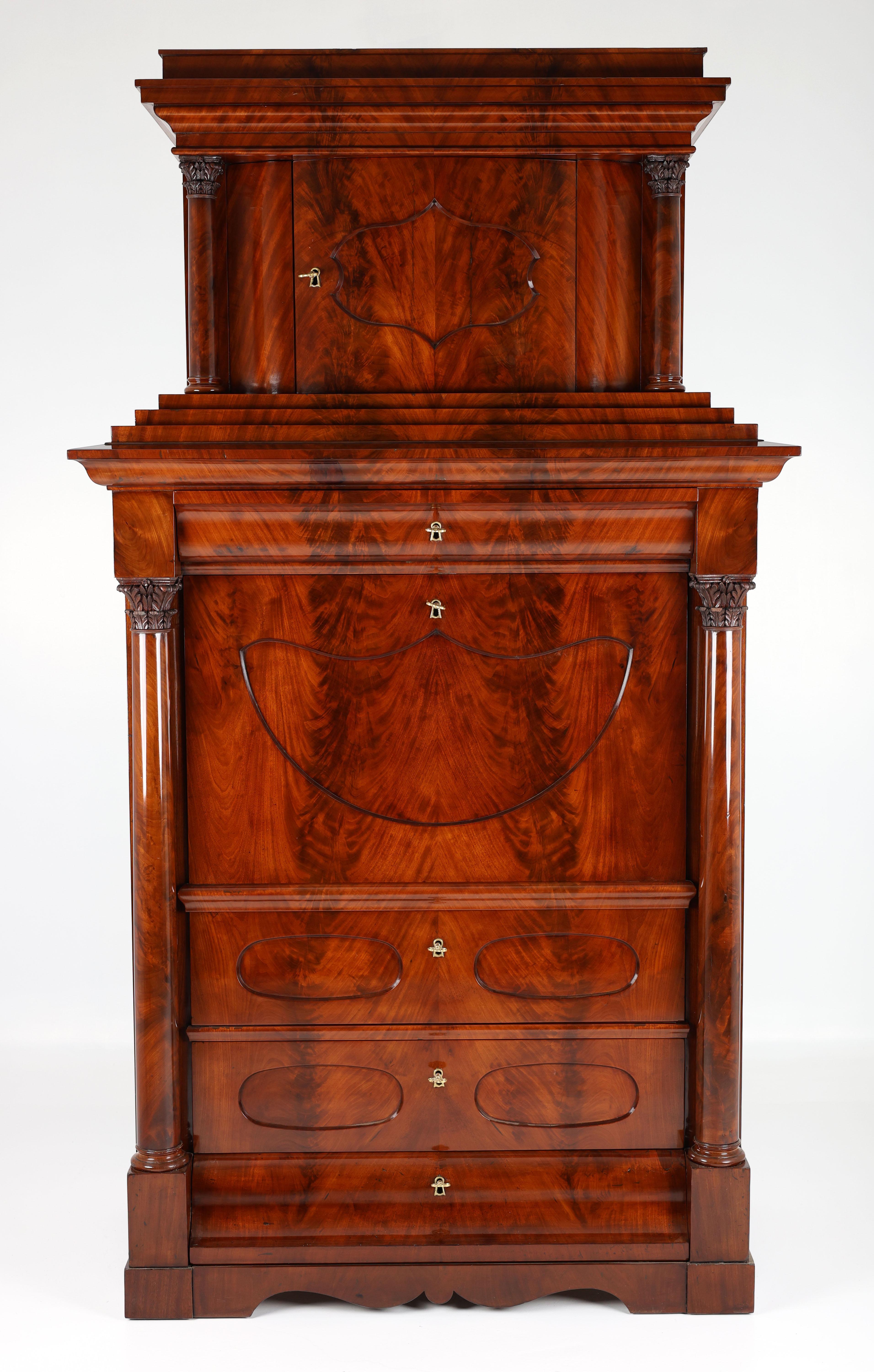 19th Century Biedermeier Mahogany Secretary For Sale 6