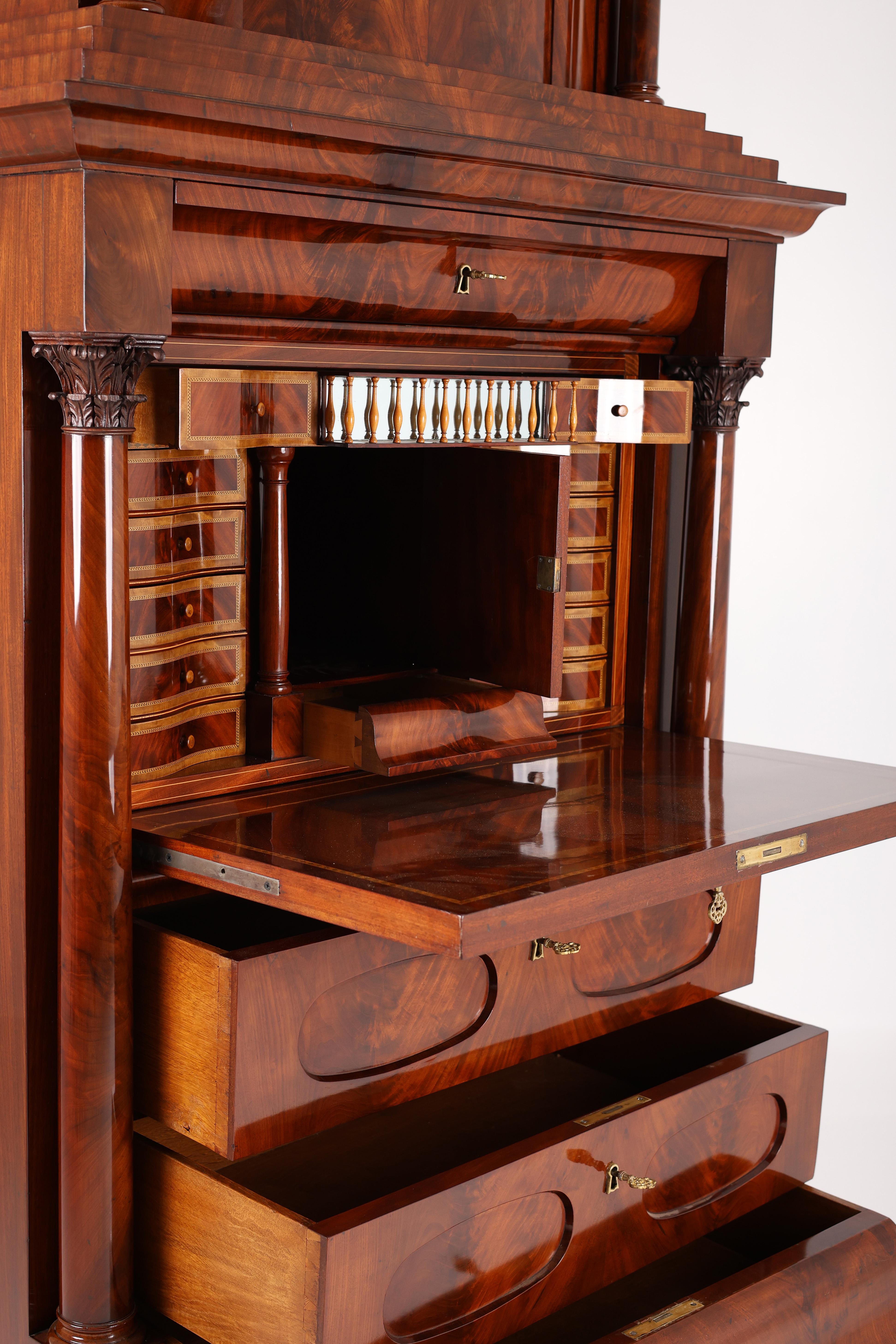 19th Century Biedermeier Mahogany Secretary For Sale 8