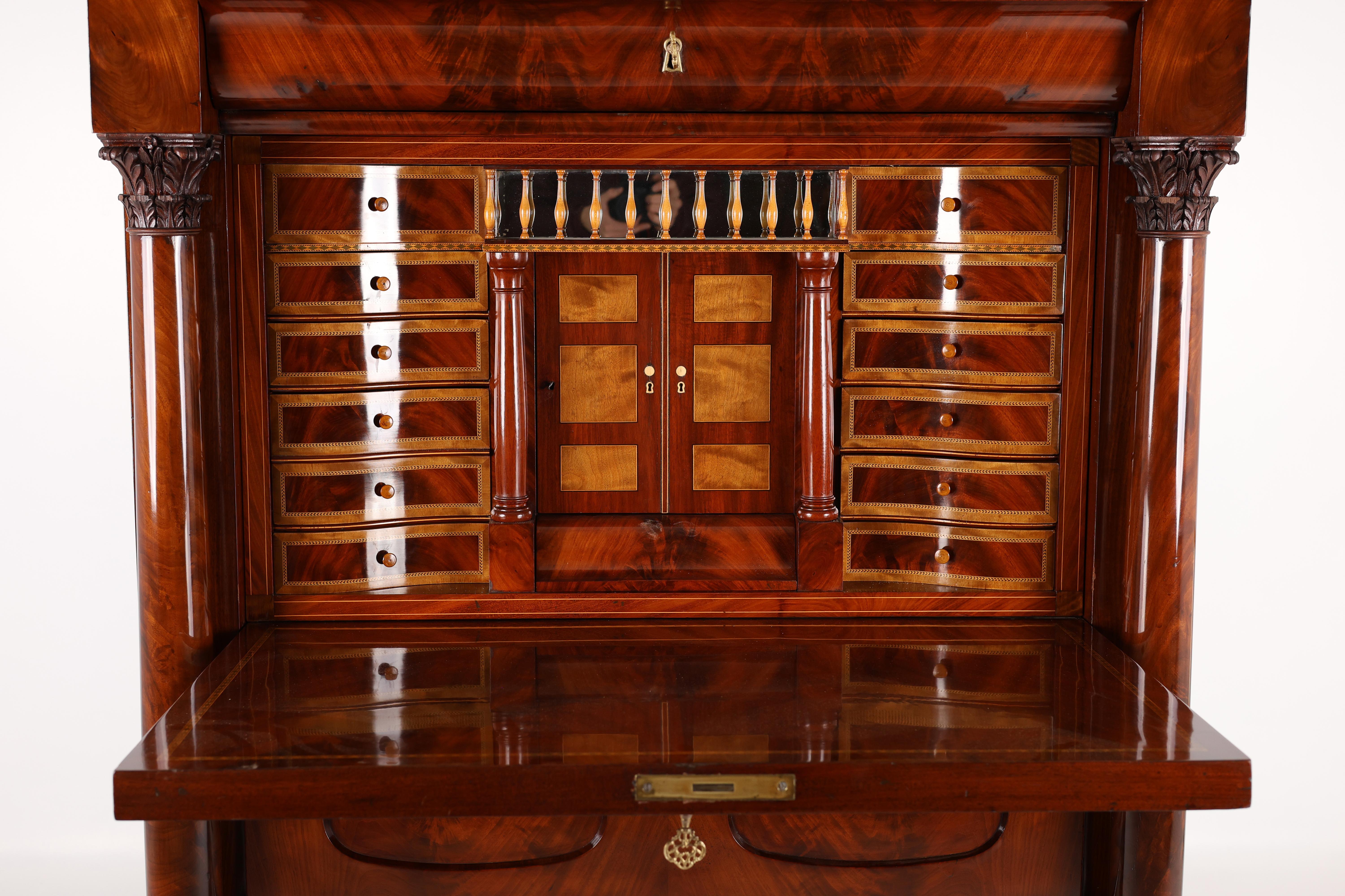 German 19th Century Biedermeier Mahogany Secretary For Sale