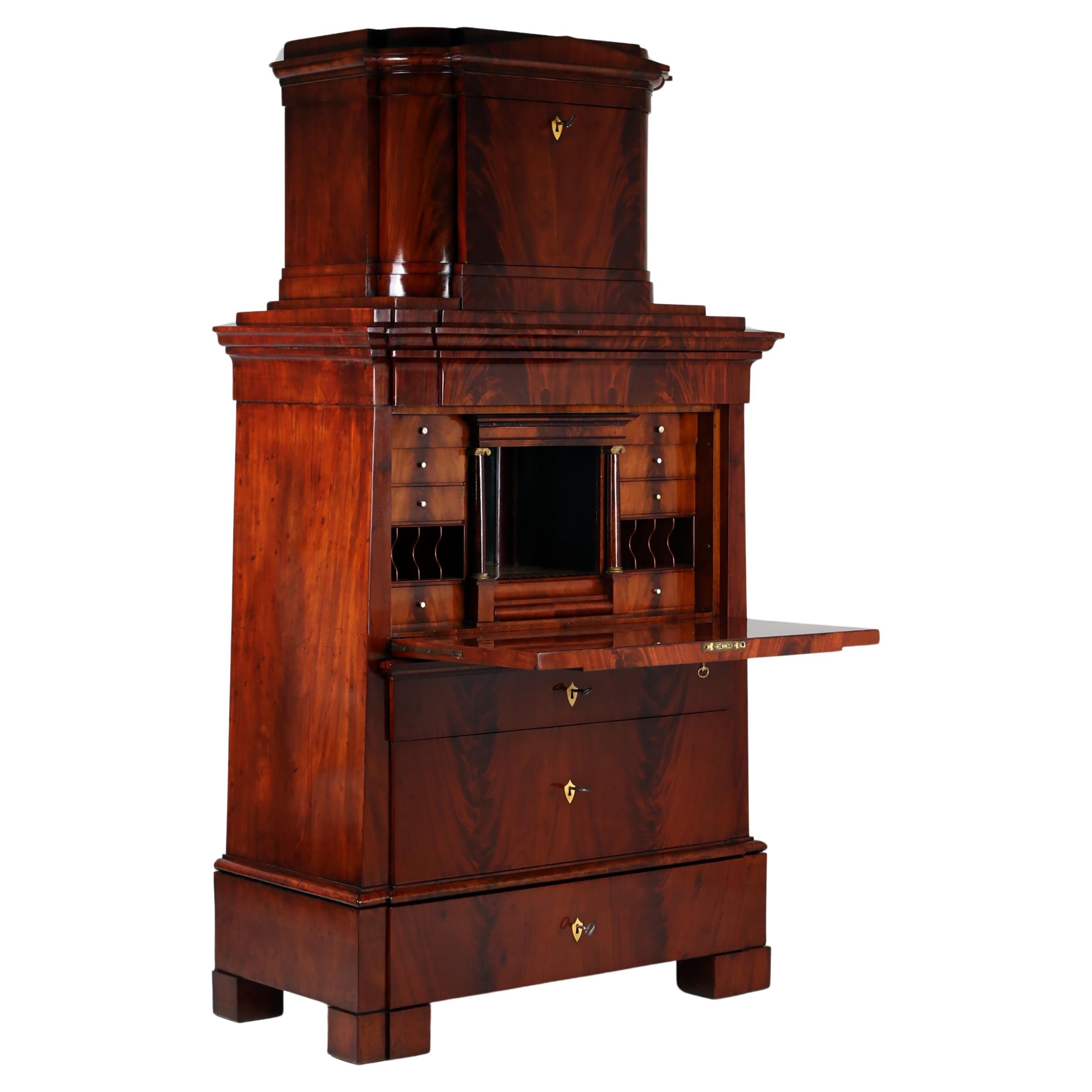 19th Century Biedermeier Mahogany Secretary  For Sale