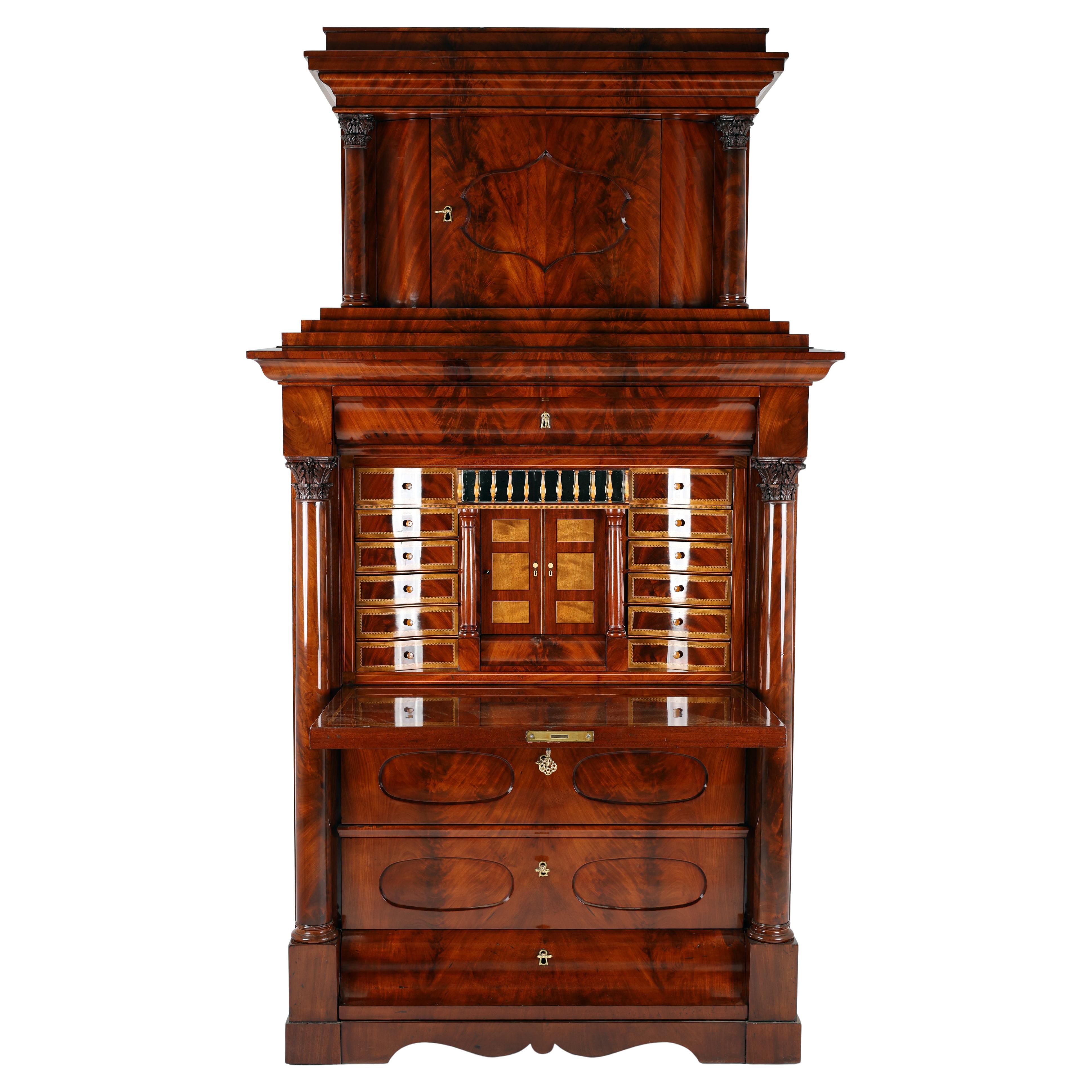 19th Century Biedermeier Mahogany Secretary For Sale