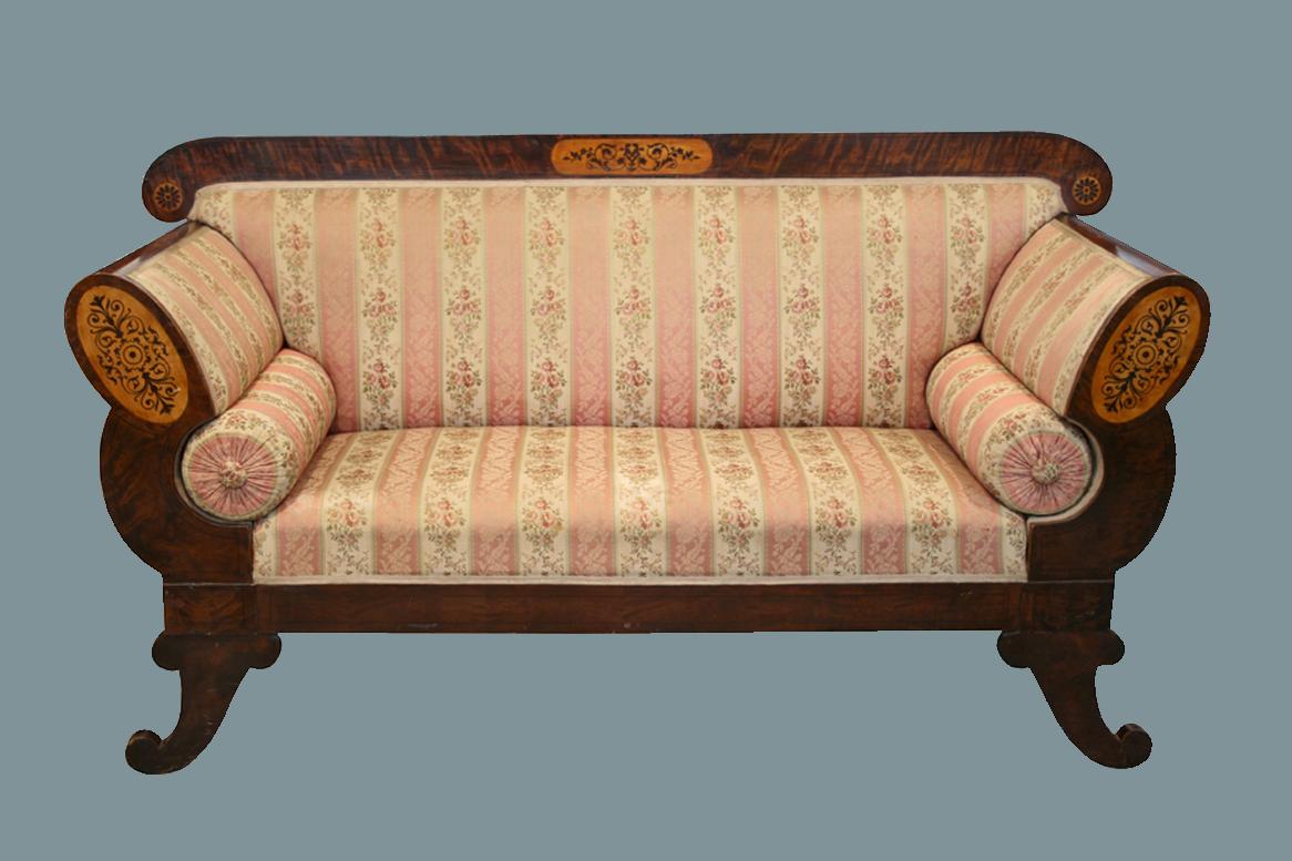 Inlay 19th Century Biedermeier Mahogany Sofa. Austria, c. 1830. For Sale