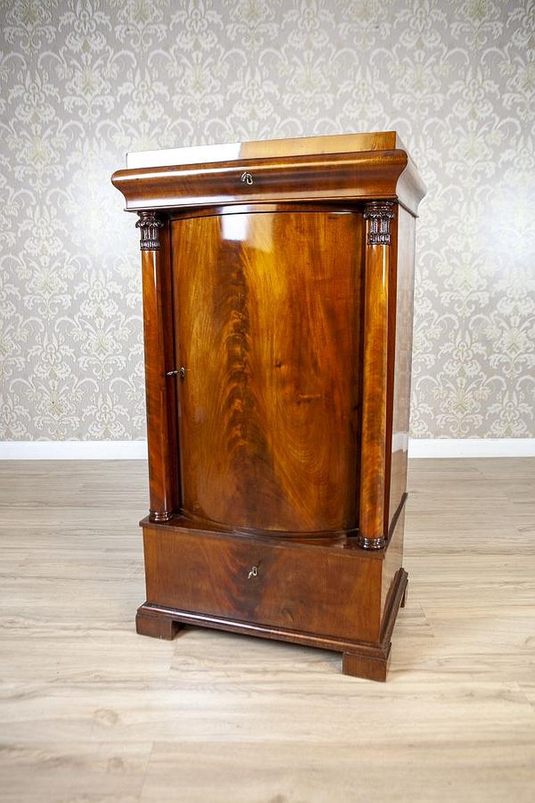 19th-Century Biedermeier Mahogany Wood and Veneer Linen Press In Good Condition For Sale In Opole, PL