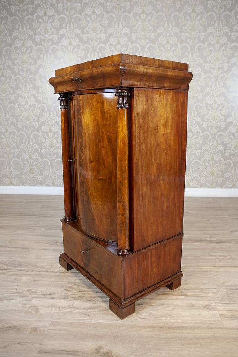 19th Century 19th-Century Biedermeier Mahogany Wood and Veneer Linen Press For Sale