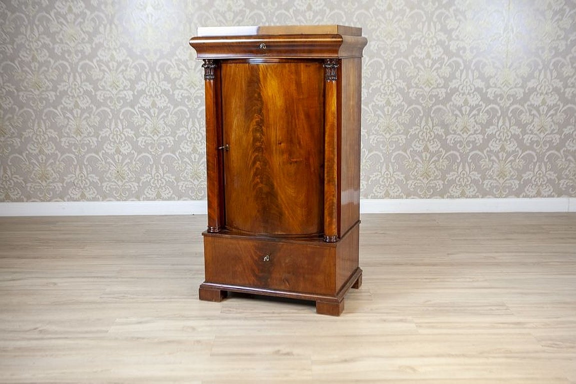19th-Century Biedermeier Mahogany Wood and Veneer Linen Press For Sale