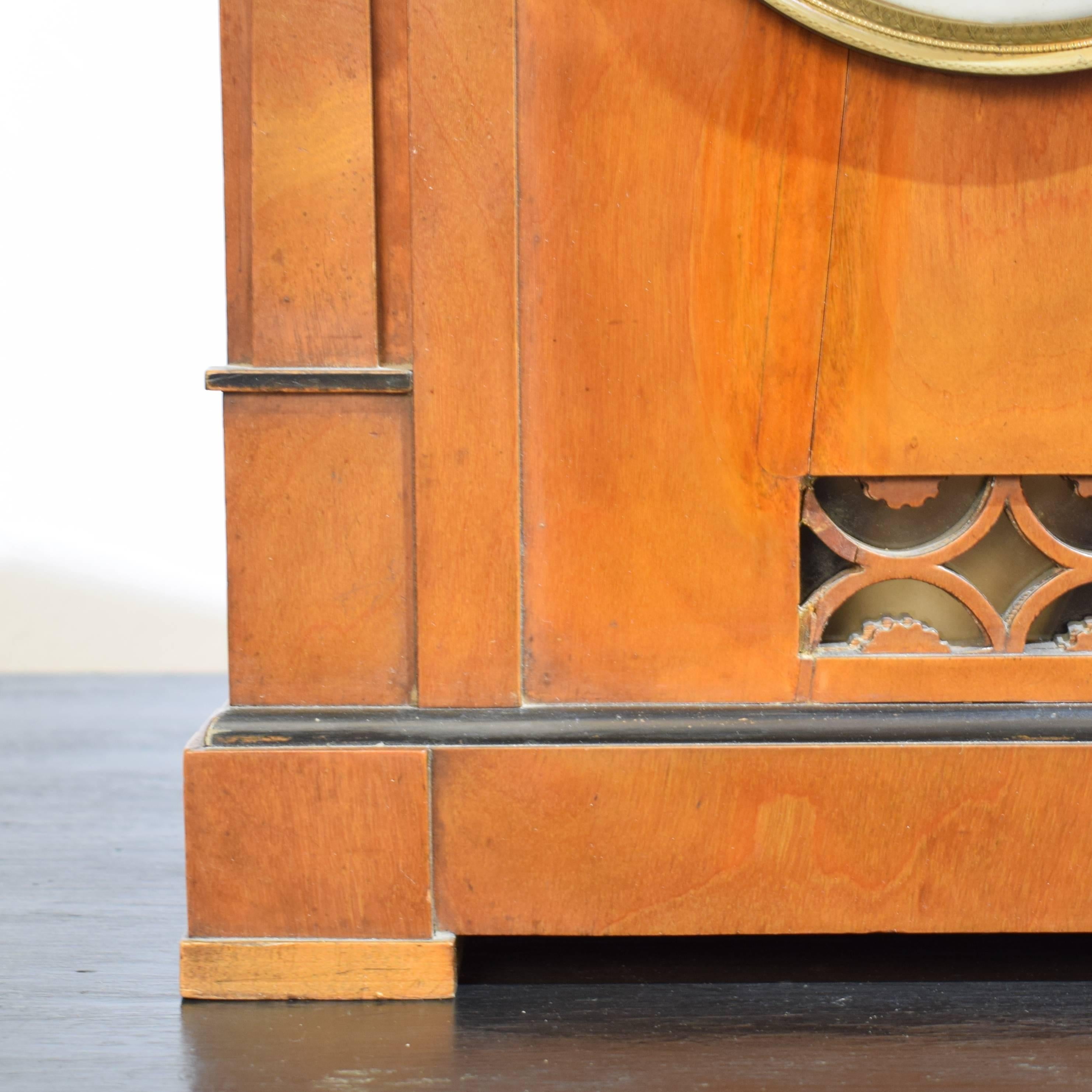 19th Century Biedermeier Mantel Clock in Cherrywood, circa 1820 7