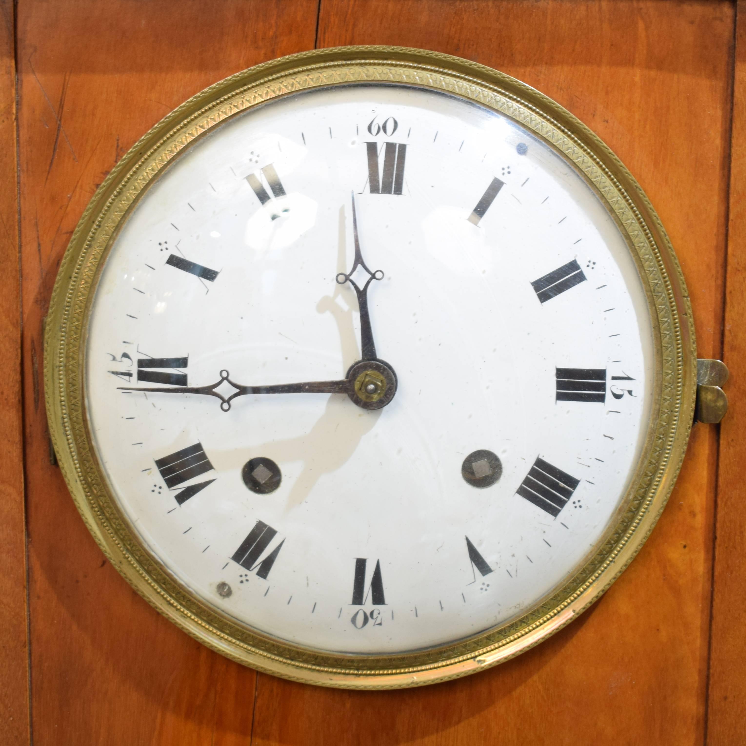 19th Century Biedermeier Mantel Clock in Cherrywood, circa 1820 8