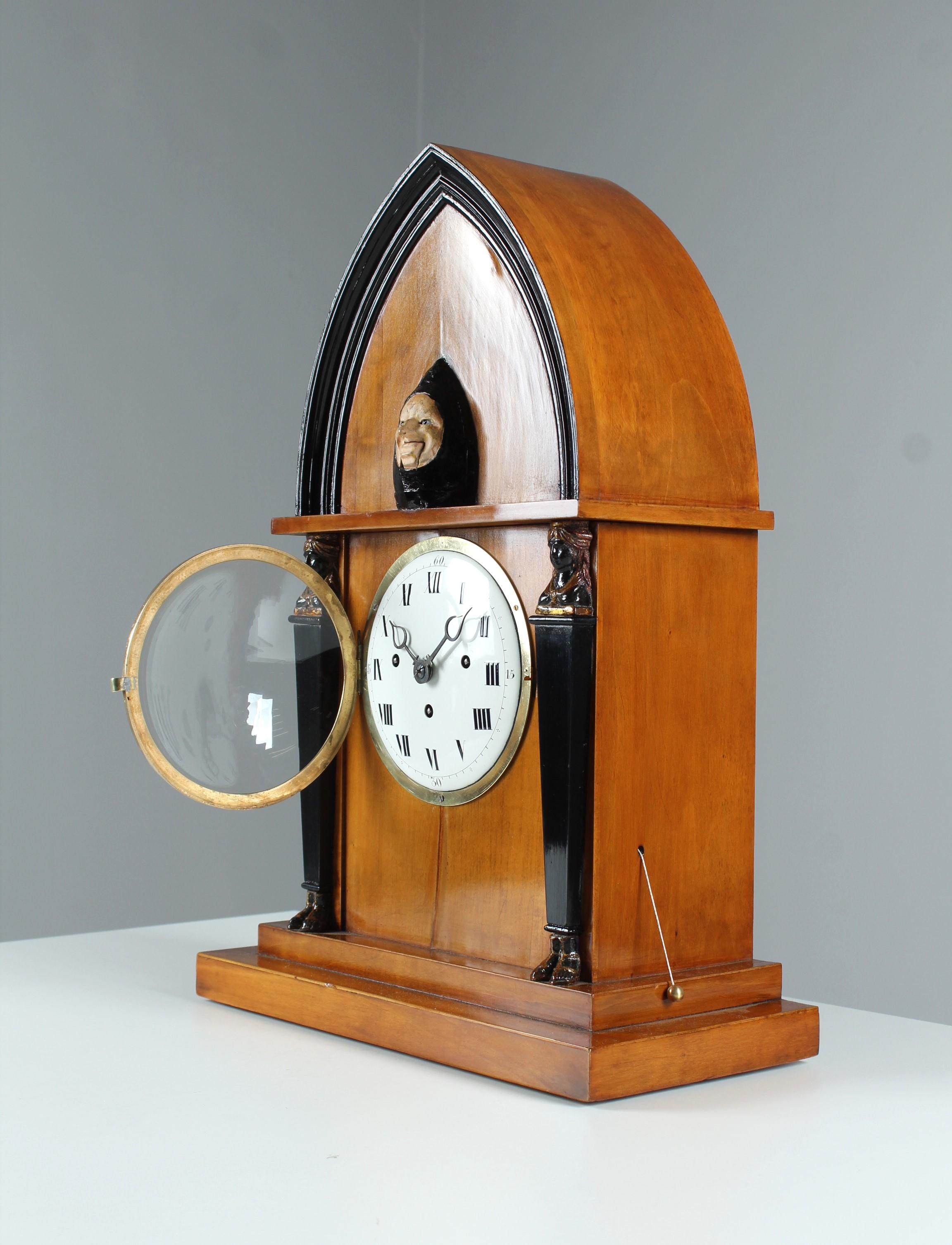 19th Century Biedermeier Mantel Clock with Automated Face, circa 1820-1830 7