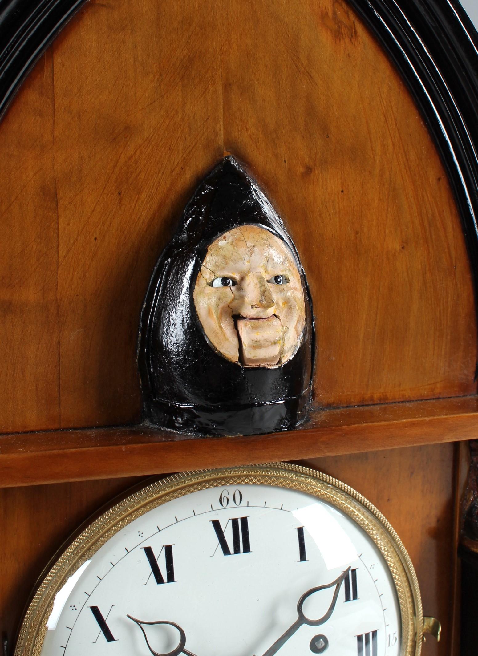 German 19th Century Biedermeier Mantel Clock with Automated Face, circa 1820-1830