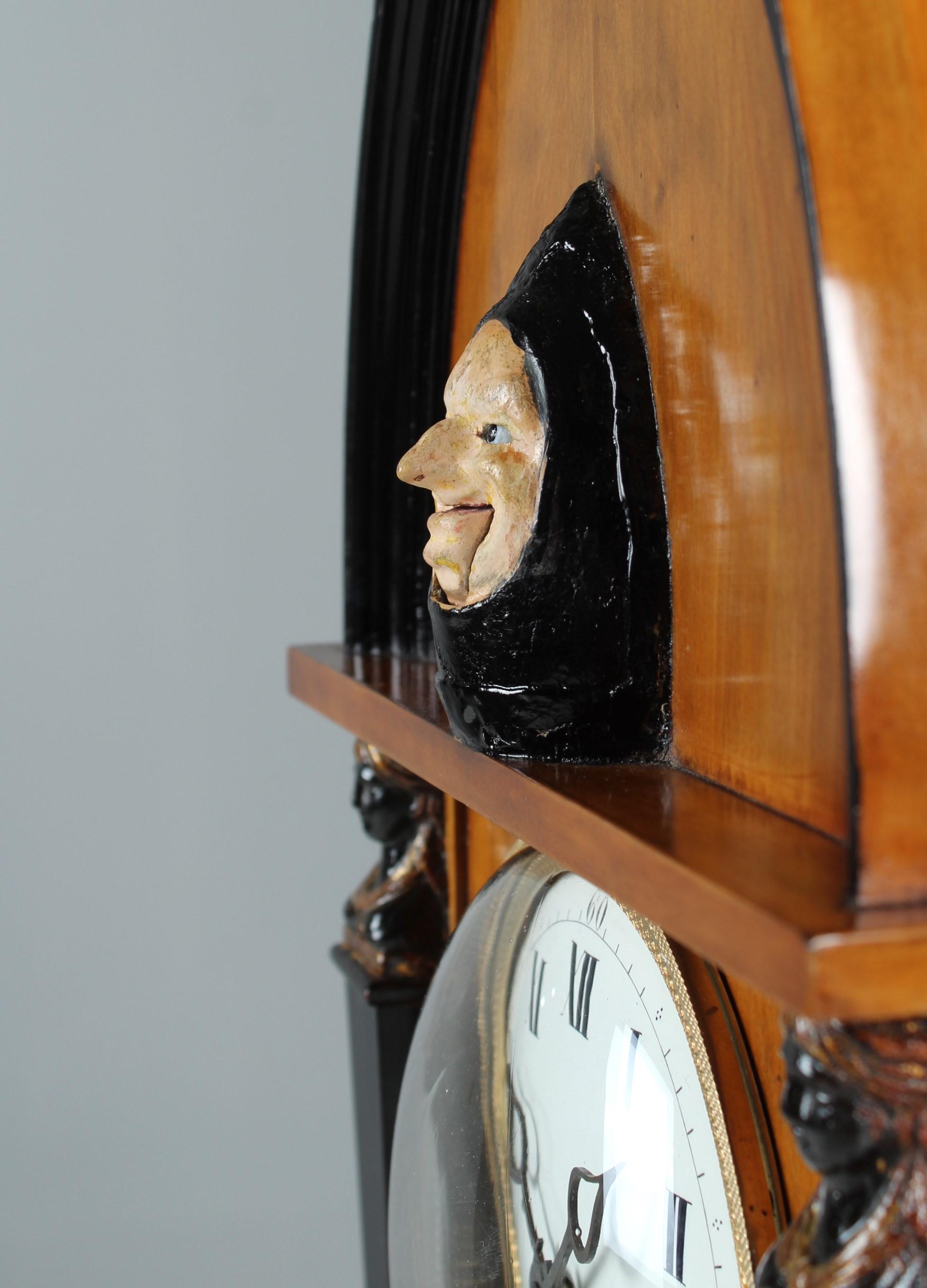 19th Century Biedermeier Mantel Clock with Automated Face, circa 1820-1830 In Good Condition In Greven, DE