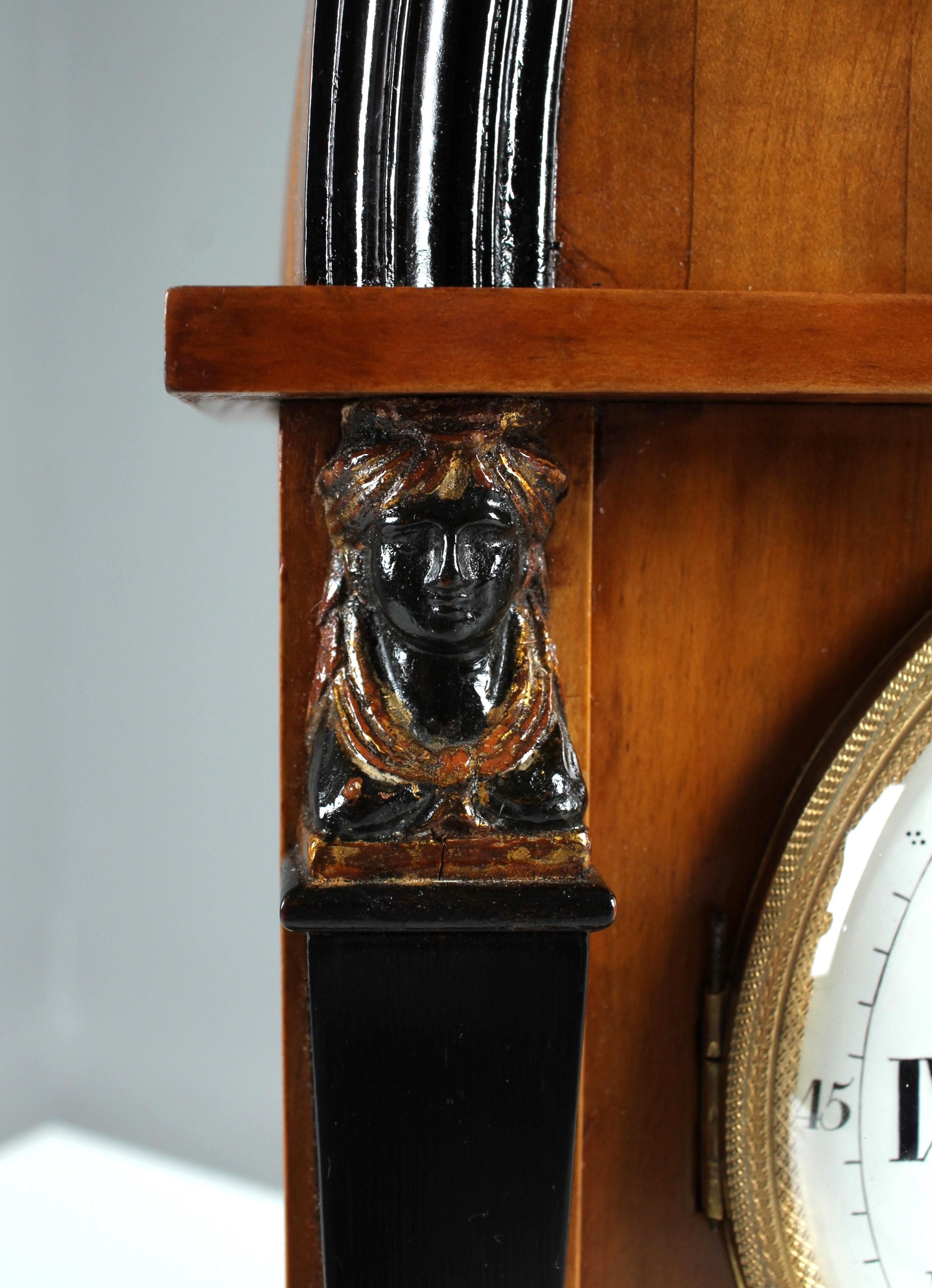 Early 19th Century 19th Century Biedermeier Mantel Clock with Automated Face, circa 1820-1830