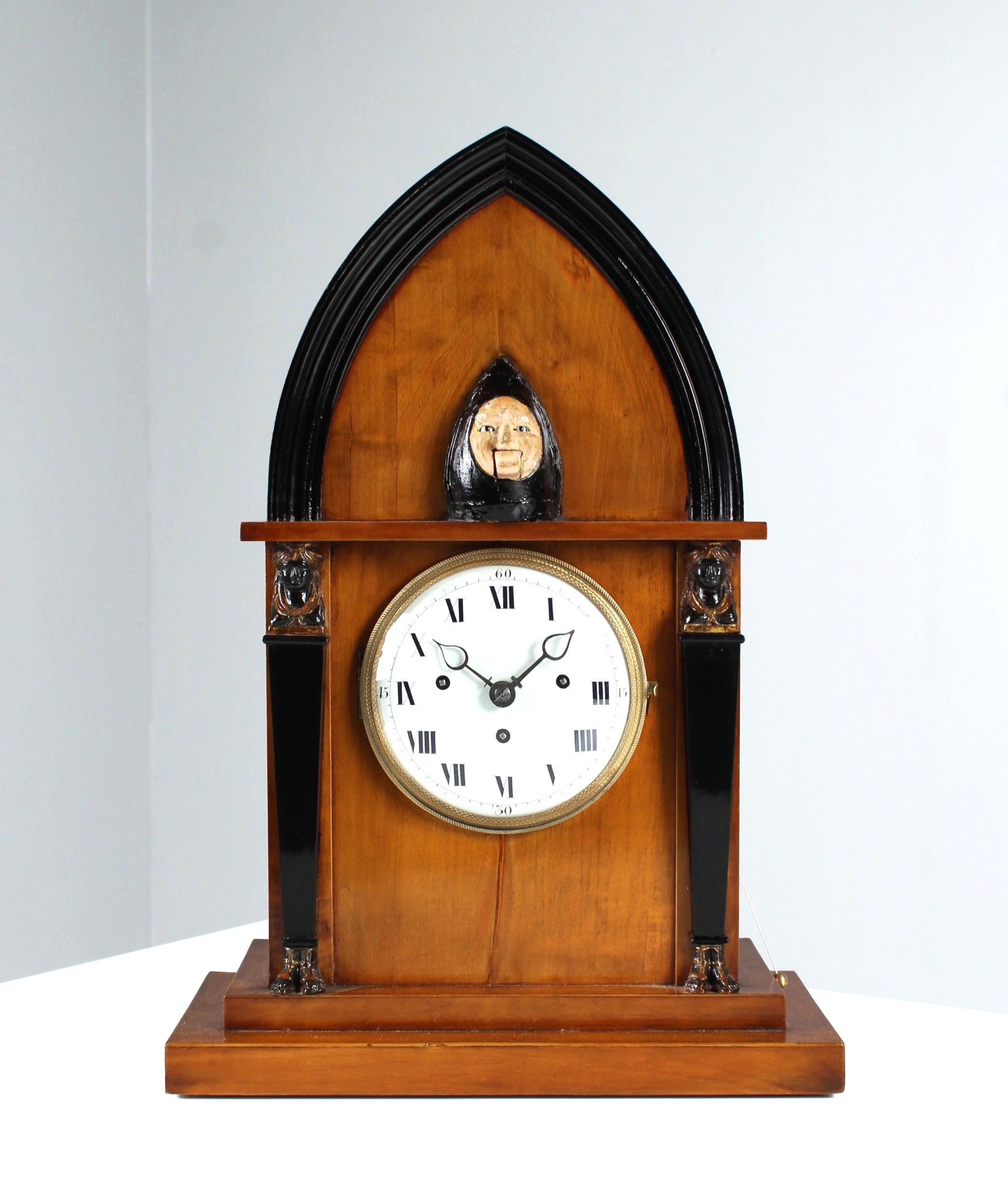 19th Century Biedermeier Mantel Clock with Automated Face, circa 1820-1830 3