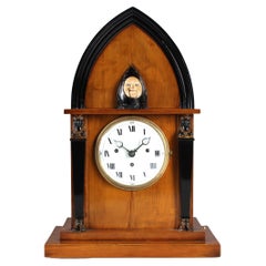 Antique 19th Century Biedermeier Mantel Clock with Automated Face, circa 1820-1830
