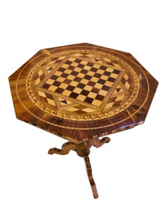 19th Century Biedermeier Marquetry Chess Table