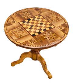 19th Century Biedermeier Marquetry Chess Table, Germany