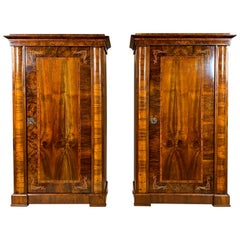 19th Century Biedermeier Marquetry Nutwood Cabinets, Hungary, circa 1830