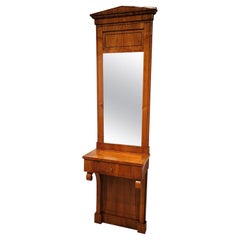 Miroir Biedermeier du 19ème siècle, console, Trumeau, cerisier, Allemagne, vers 1830
