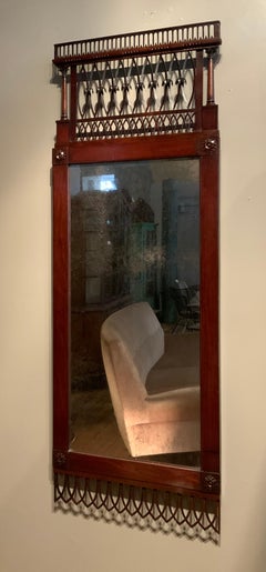 19th Century Biedermeier Mirror with Column and Arcade Capital